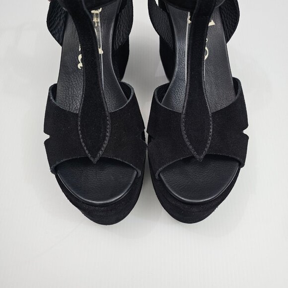 Pedro Garcia Domiel Platform Wedge Sandal Womens EU 40 Black Suede Chunky NEW - Picture 5 of 13